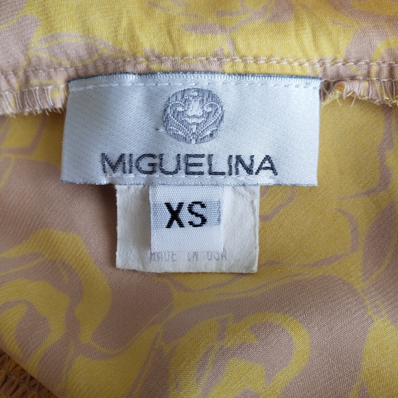 Miguelina Silk Flutter Tie Sleeve Blouse Y2K with Rose Pattern Size XS - Picture 4 of 5